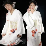 Kimono blanc traditionnel femme