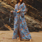 Kimono bleu avec manches larges