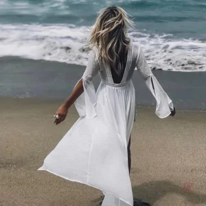 Kimono femme élégant en style bohème avec dos nu