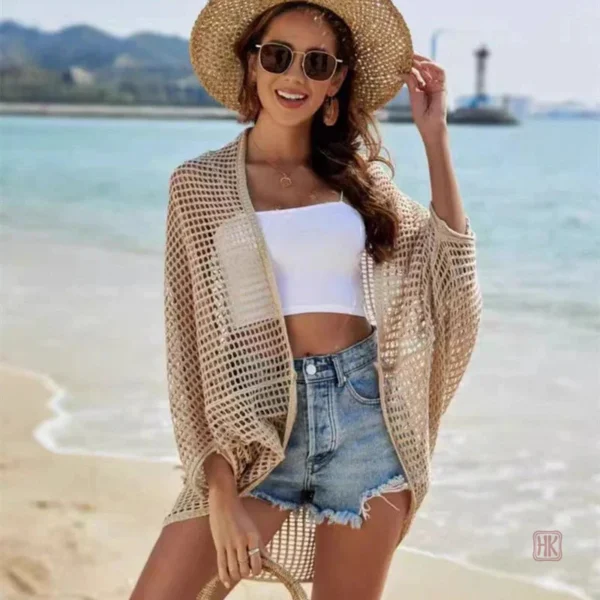 Kimono femme boho en couleur kaki
