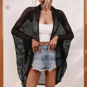 Kimono tricoté en crochet pour femme