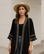 Kimono court brodé ethnique pour femme