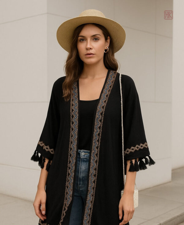 kimono-brode-court-ethnique-1 Kimono court brodé ethnique pour femme
