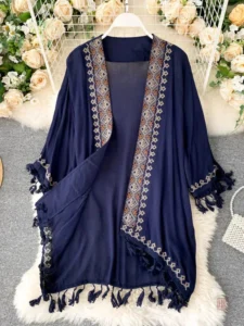 Veste légère ethnique à manches pour femme