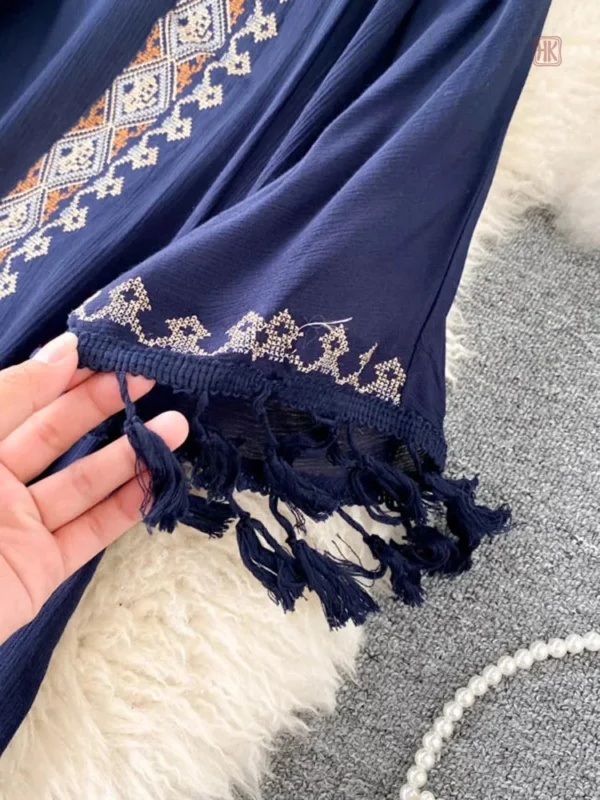 Kimono court aux motifs artisanaux pour femme