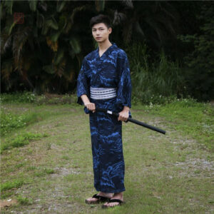 Style décontracté, kimono en coton bleu
