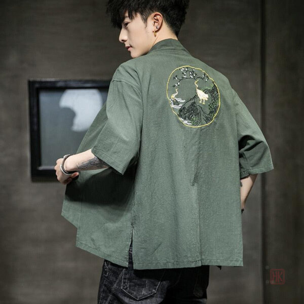 kimono-coton-homme-vert-1 Kimono homme en coton vert