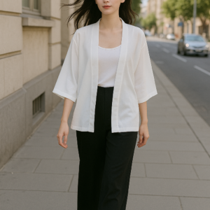 Kimono court blanc femme