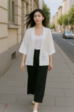 Veste kimono blanche pour femme