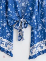Veste décontractée bleue à imprimé floral