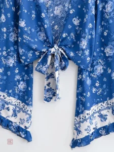 Veste décontractée bleue à imprimé floral