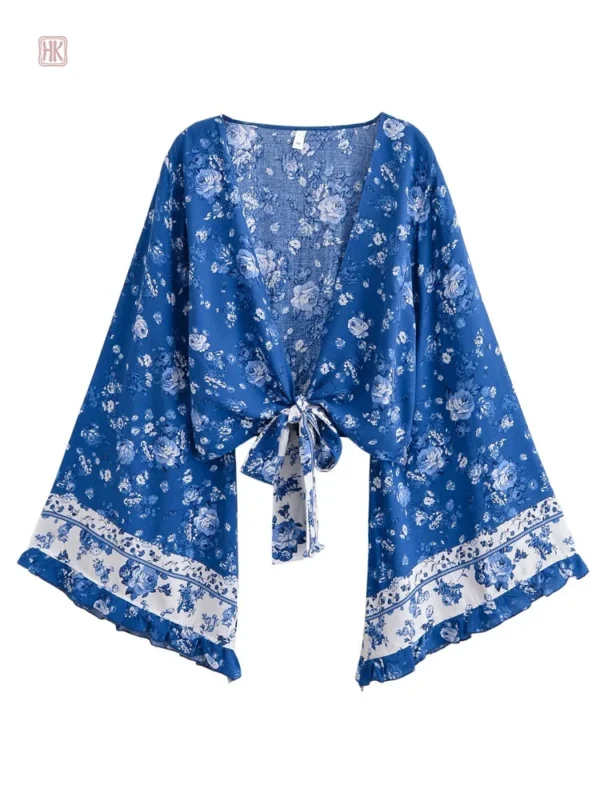 Kimono bleu élégant, parfait pour toutes occasions