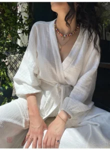 Peignoir kimono féminin en coton, confort et légèreté