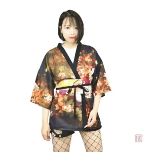 Kimono femme avec motifs floraux vibrants
