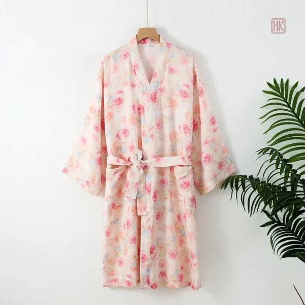 Peignoir Kimono à Motif Floral Élégant