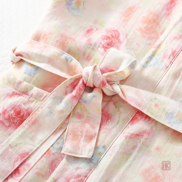 Kimono de Nuit avec Imprimé Floral Raffiné