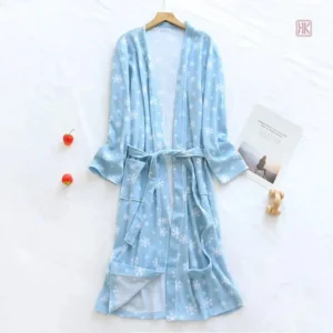 Kimono femme en coton, couleur bleue, confort et élégance