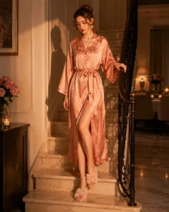 Kimono léger à motifs floraux, idéal pour le sommeil