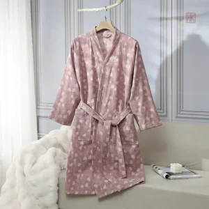 Peignoir kimono imprimé avec motifs floraux délicats