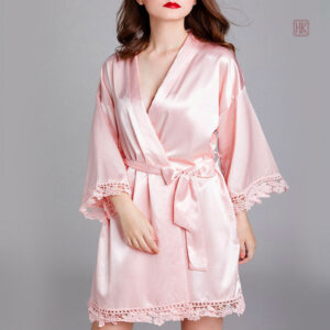 Peignoir kimono rose, style décontracté pour la nuit