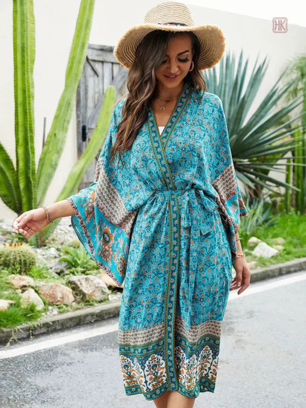 kimono-de-plage-a-manches-chauve-souris-1 Kimono de plage femme à manches chauve-souris