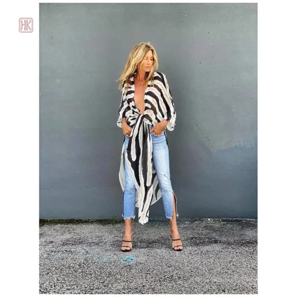 Kimono d'été avec design zébré chic