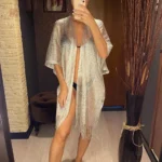 Veste kimono femme en tissu léger et brillant