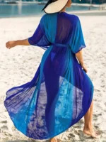 Robe Kimono légère avec un dégradé de bleu