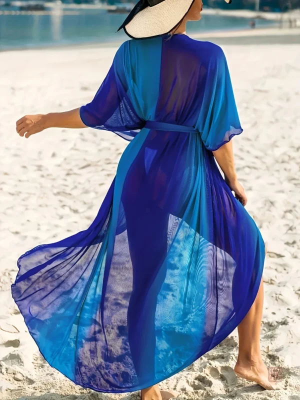 Robe Kimono légère avec un dégradé de bleu
