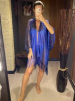 Robe kimono en bleu étincelant pour l'été