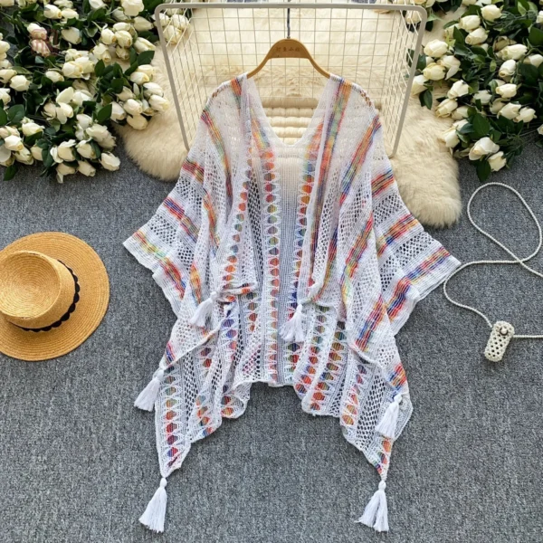 Kimono tricoté parfait pour des journées en bord de mer