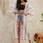 Kimono de plage boho à motifs ethniques