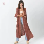 Kimono de plage boho brodé pour femme