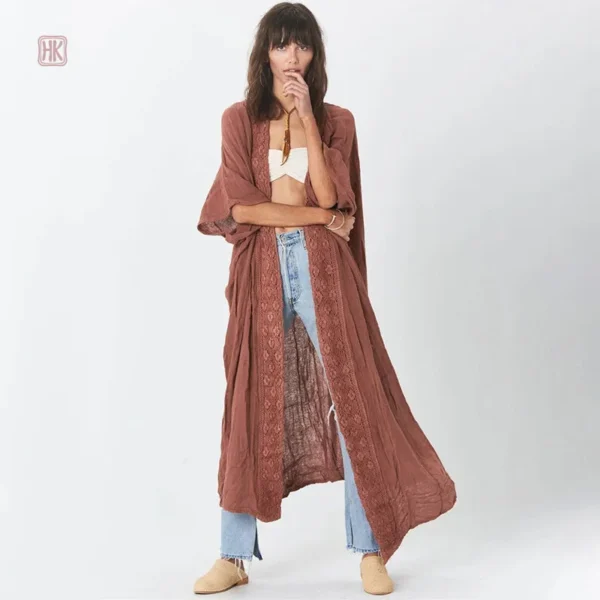 kimono-de-plage-boho-brode-1 Kimono de plage boho brodé pour femme
