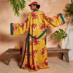 Kimono de plage fleuri long pour femme