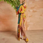 Maxi kimono boho à motifs floraux