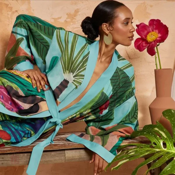 Kimono léger à motifs bohèmes pour l'été