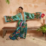 Kimono élégant avec imprimés floraux