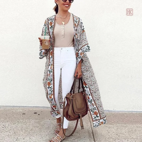 Kimono élégant pour femme, parfait pour la plage ou les vacances