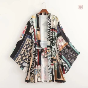 Kimono Femme élégant à motifs colorés