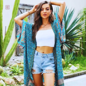 Kimono de plage court élégant pour un look estival