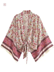 Robe kimono légère en rose