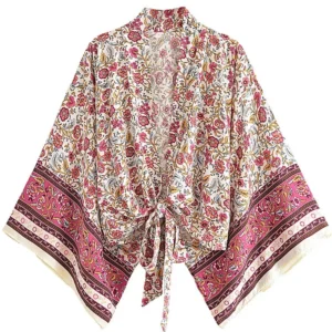 Robe kimono légère en rose