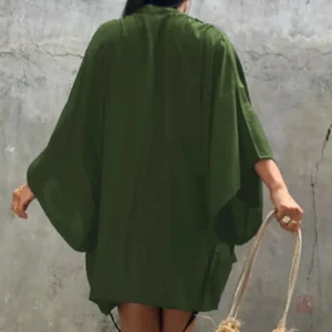Veste kimono légère en vert militaire pour l'été
