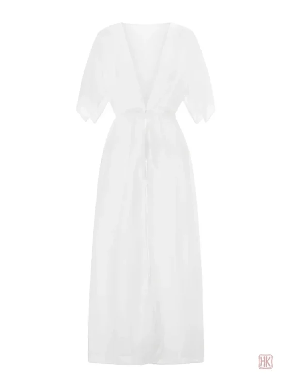 Kimono d'été blanc, idéal pour la plage et les vacances