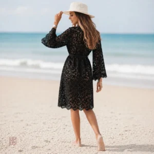 Robe kimono légère avec détails en dentelle
