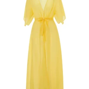 Vêtement d'été féminin, kimono jaune à porter à la plage