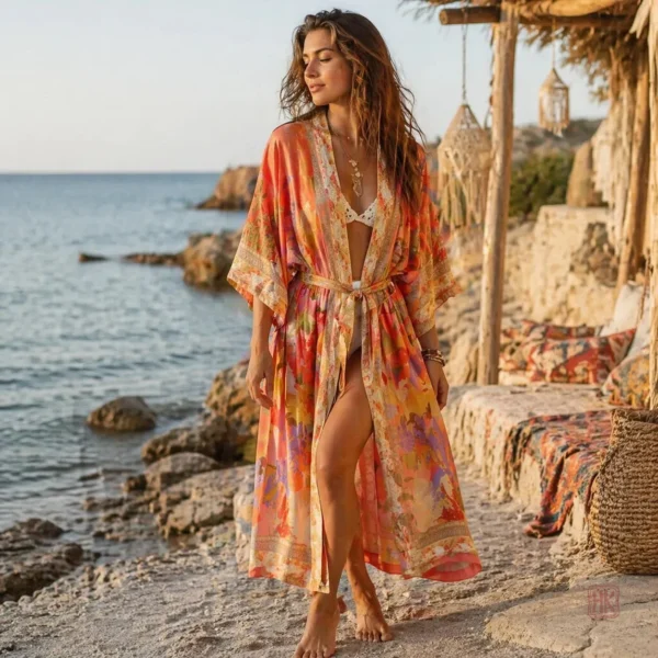 kimono-de-plage-fleuri-chic-1 Kimono de plage fleuri chic pour un look bohème élégant