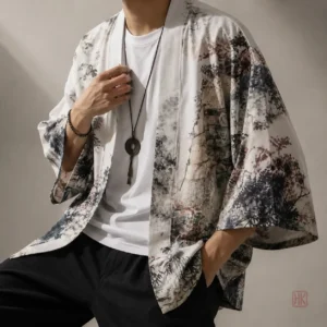 Kimono fleuri pour homme, idéal pour la plage