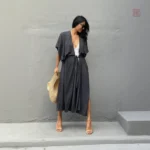 Kimono de plage gris foncé pour femme